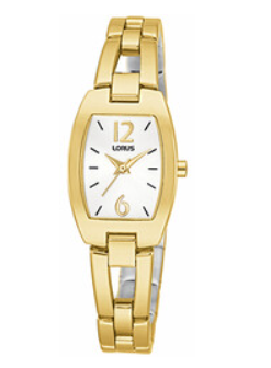 Lorus dames polshorloge met Quartz uurwerk. Metalen kast goudkleurig met metalen band. Hardlex mineraal glas.